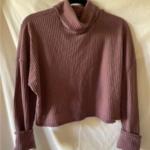 Cute Egg plant purple crop top turtle neck